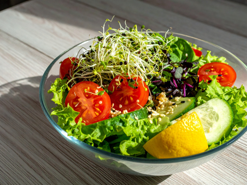 Protein rich chickpea salad bowl